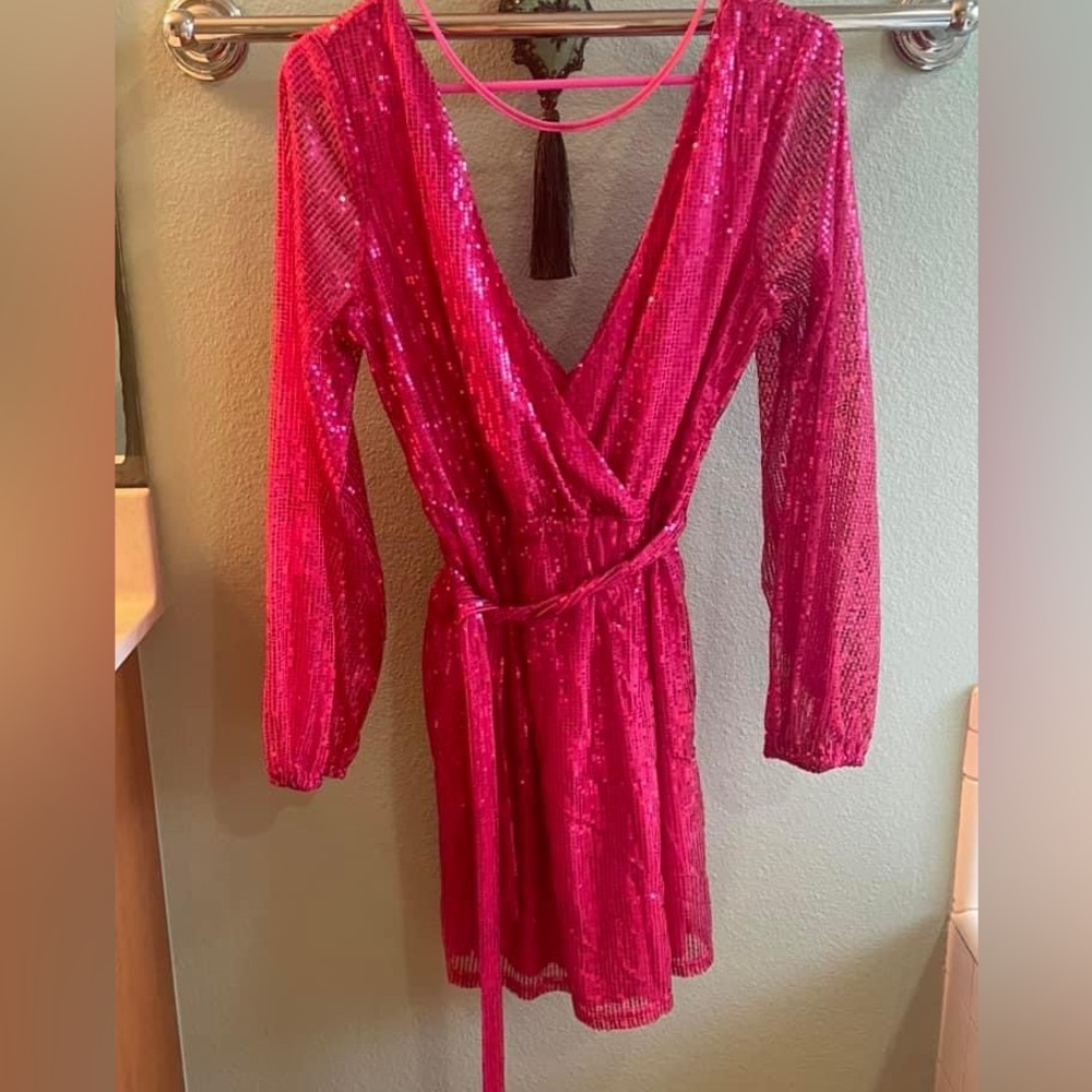 Hot pink sequin dress New